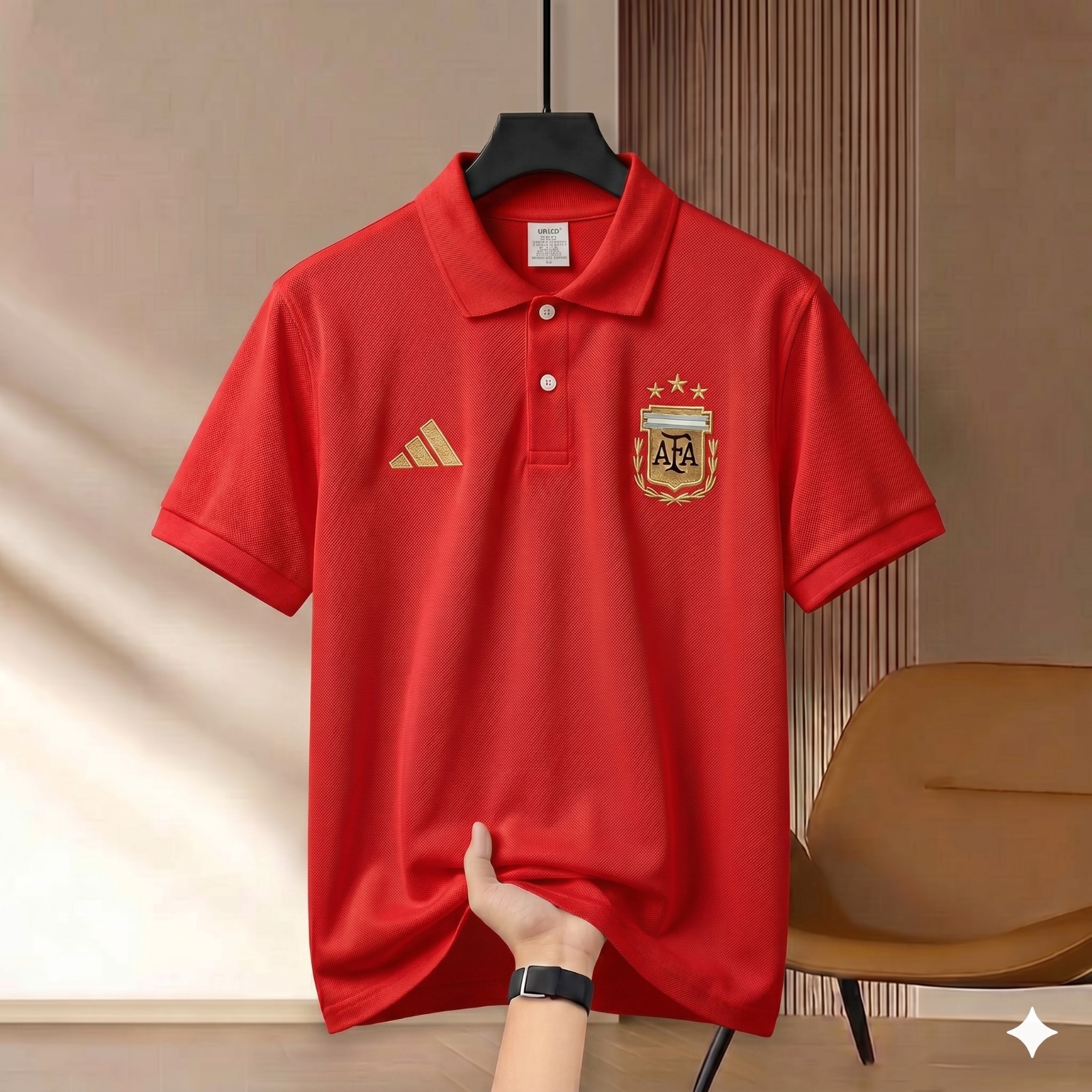 Highdency Rubber Print World Cup Polo Shirt