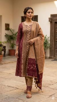 Unstitch Silk Batik Three Piece