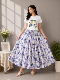 Linen Skirt and Tshirt Set