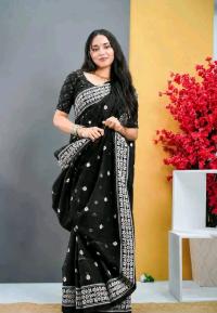 Half Silk Screen Print Saree