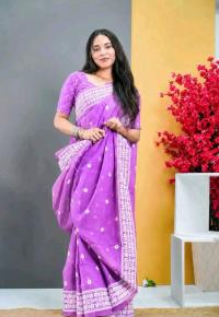 Half Silk Screen Print Saree