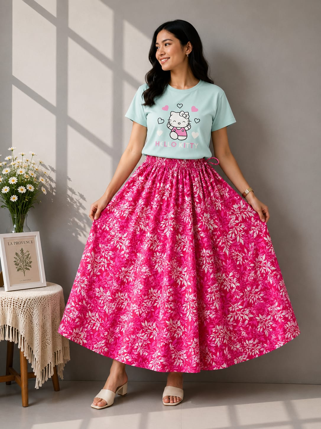 Linen Skirt and Tshirt Set