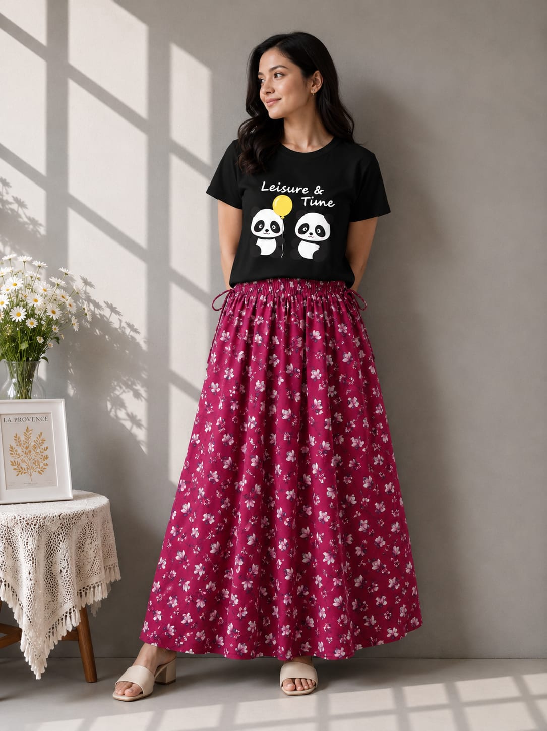 Linen Skirt and Tshirt Set
