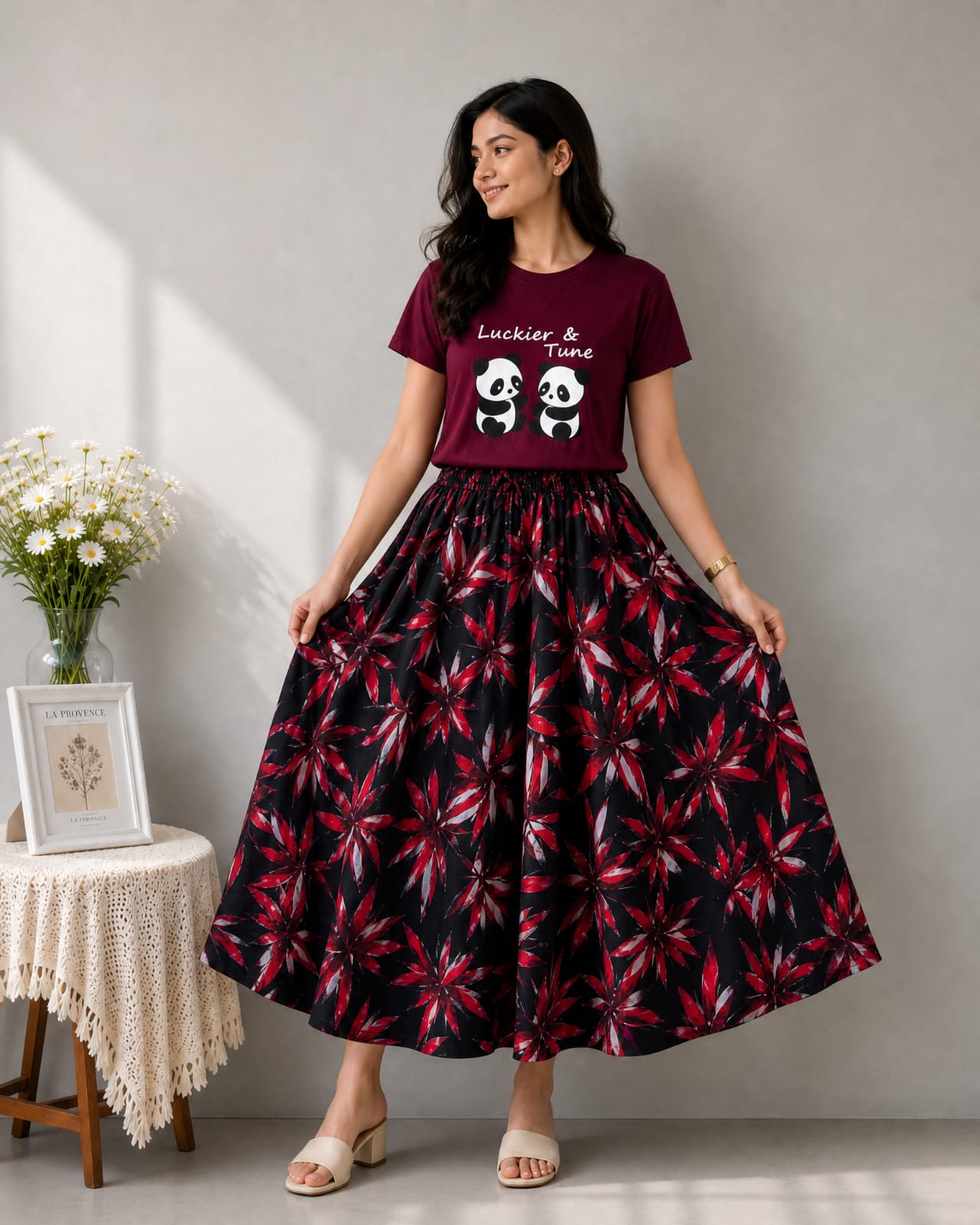Linen Skirt and Tshirt Set