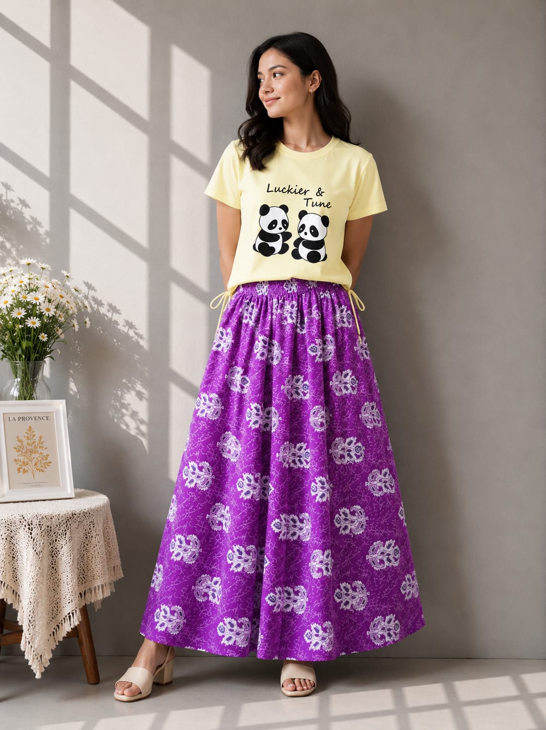 Linen Skirt and Tshirt Set