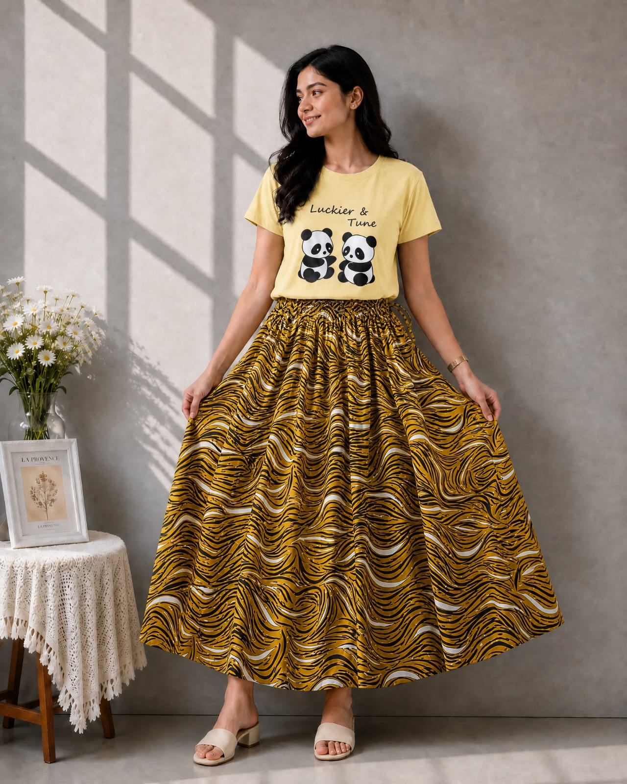 Linen Skirt and Tshirt Set