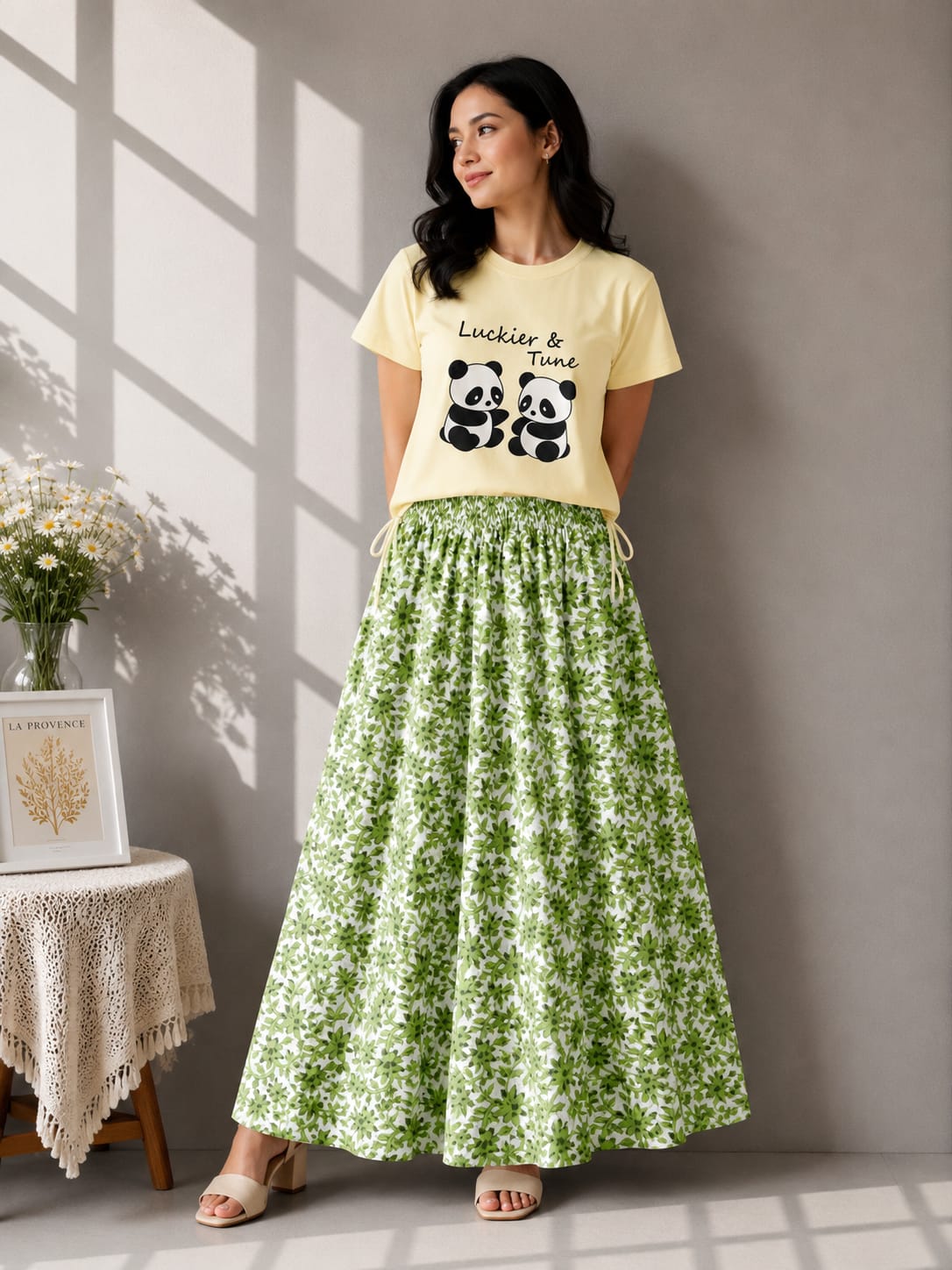 Linen Skirt and Tshirt Set