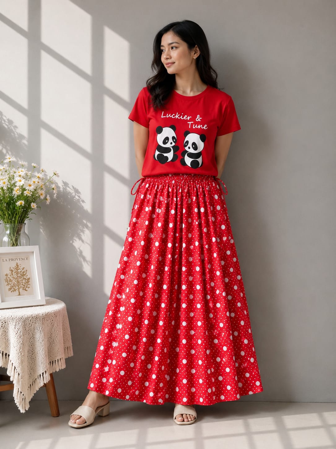 Linen Skirt and Tshirt Set