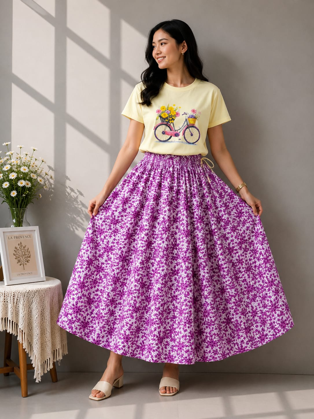 Linen Skirt and Tshirt Set