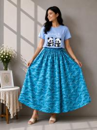 Linen Skirt and Tshirt Set