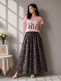 Linen Skirt and Tshirt Set