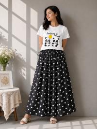Linen Skirt and Tshirt Set