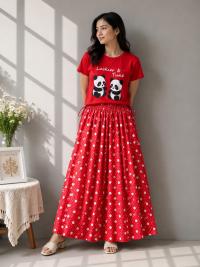 Linen Skirt and Tshirt Set
