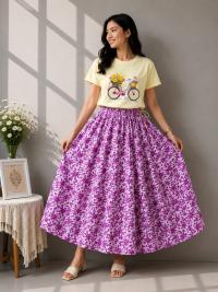 Linen Skirt and Tshirt Set