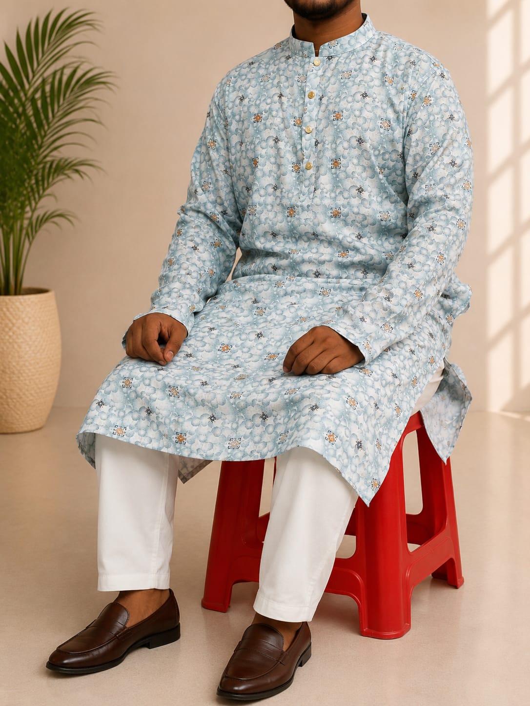 Premium Cotton Print Panjabi