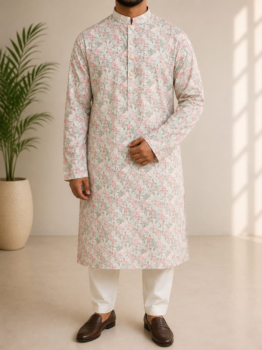 Premium Cotton Print Panjabi