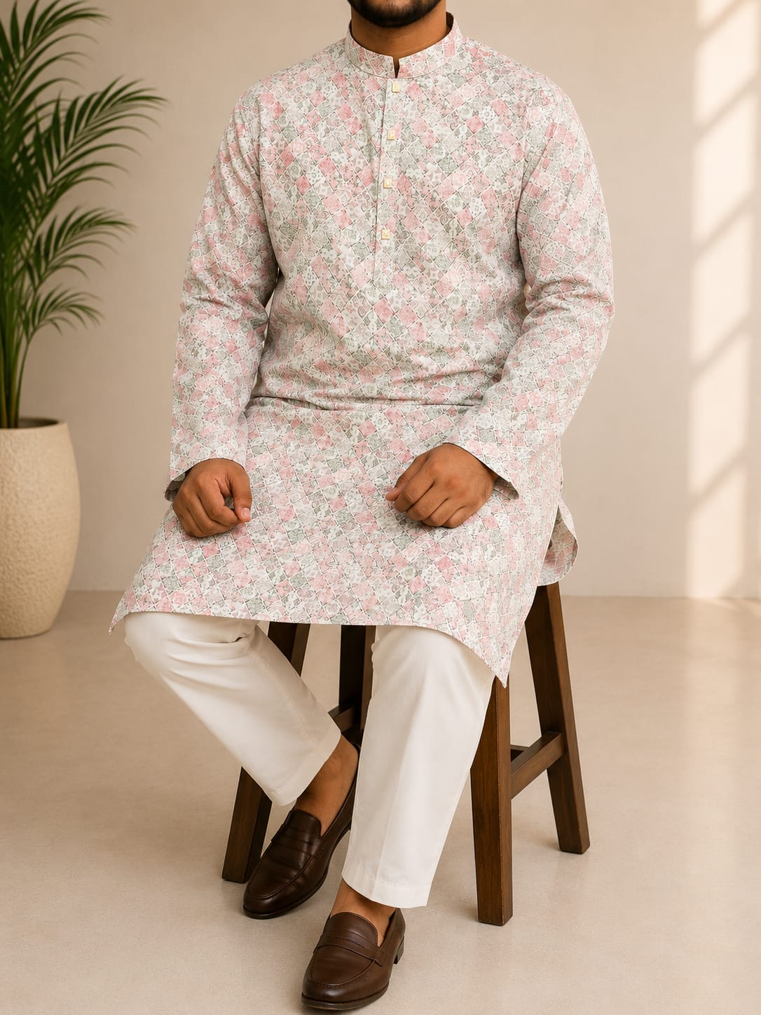 Premium Cotton Print Panjabi