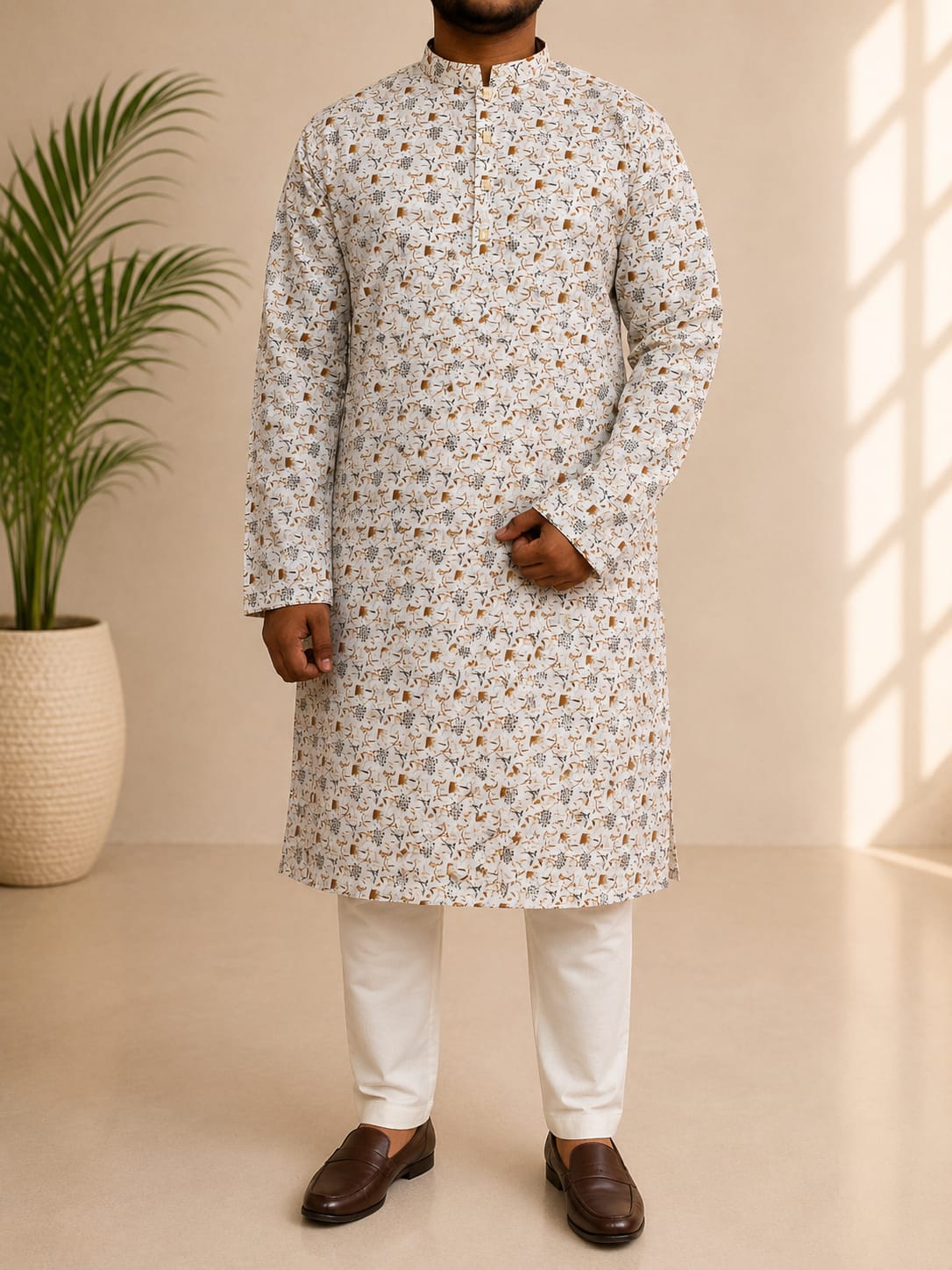 Premium Cotton Print Panjabi