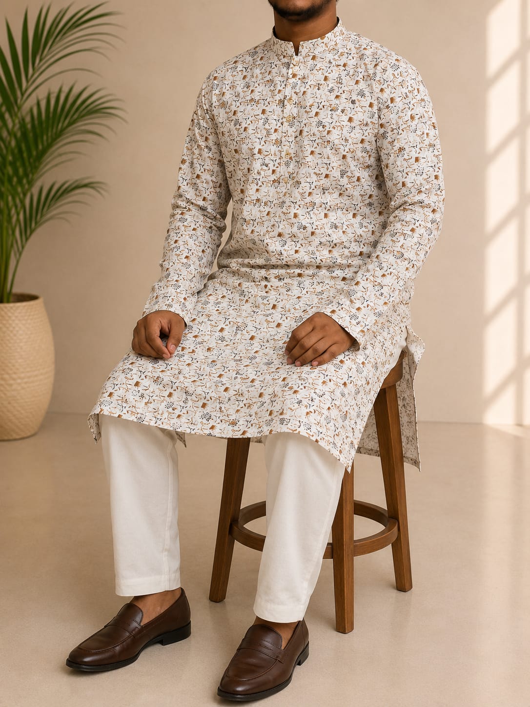 Premium Cotton Print Panjabi