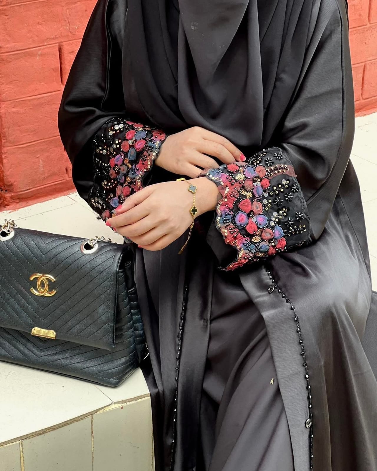 Dubai Cherry Abhaya with Inner and Hijab