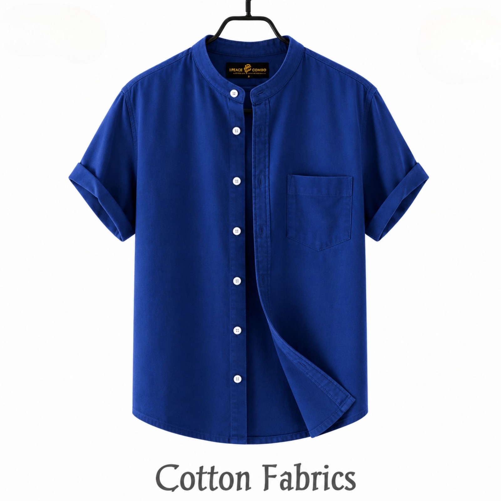 Premium Oxford Cotton Band Collar Short Sleeve Shirt