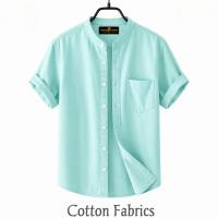 Premium Oxford Cotton Band Collar Short Sleeve Shirt