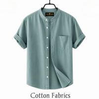 Premium Oxford Cotton Band Collar Short Sleeve Shirt