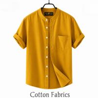 Premium Oxford Cotton Band Collar Short Sleeve Shirt