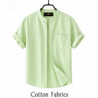 Premium Oxford Cotton Band Collar Short Sleeve Shirt