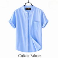 Premium Oxford Cotton Band Collar Short Sleeve Shirt