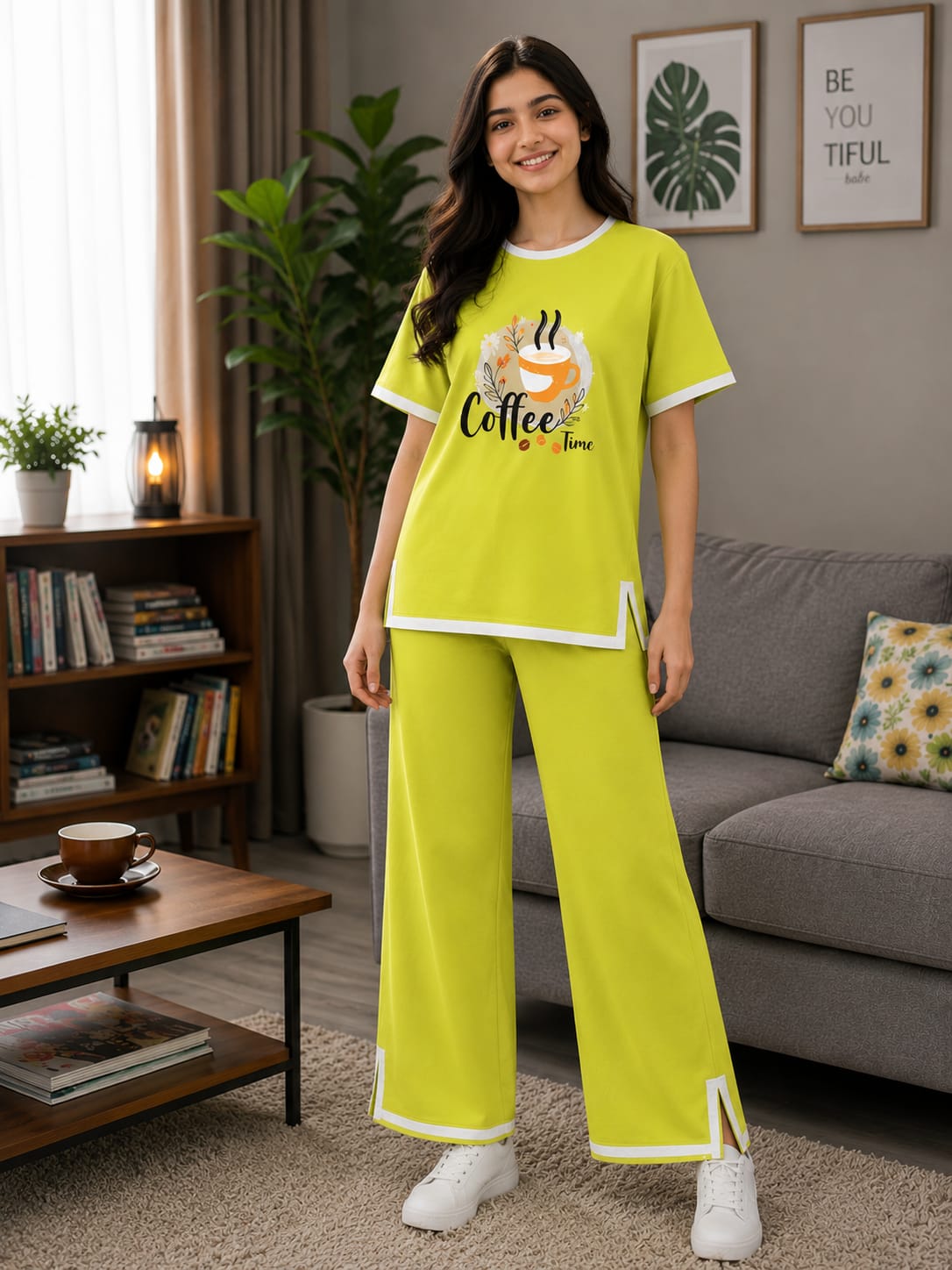Ladies Half Sleeve T-Shirt & Pant Set