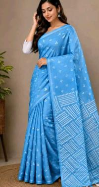 Half Silk Screen Print Saree