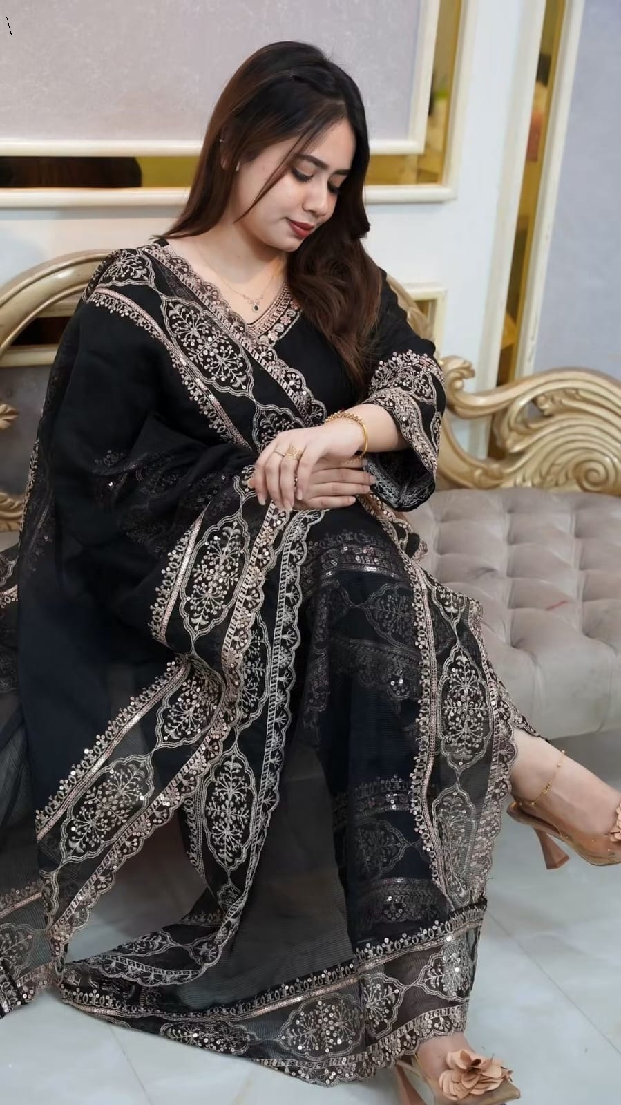 Sequence Embroidery Three Piece