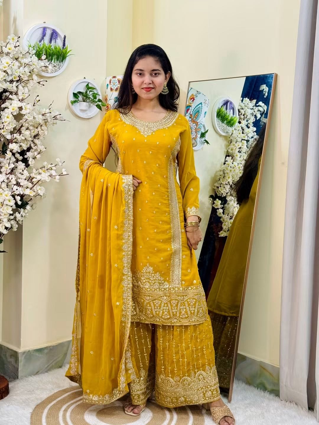 Sequence Embroidery Gharara Three  Piece