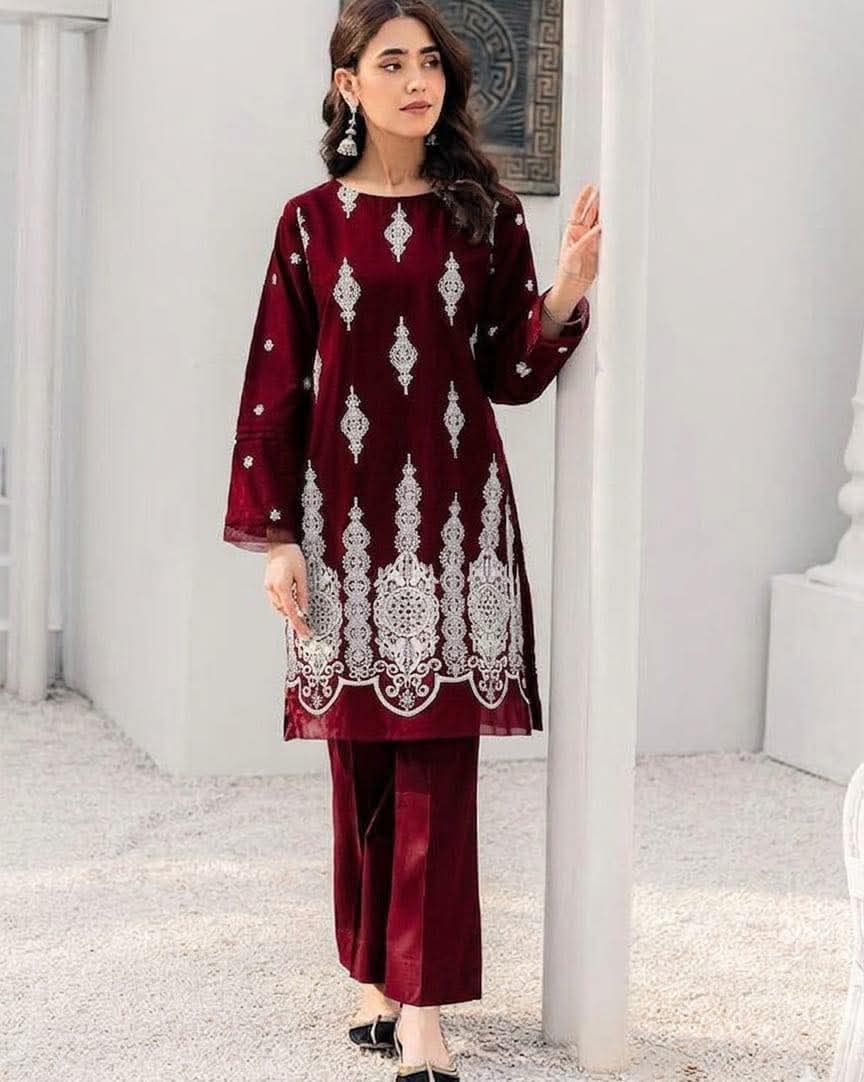 Cotton Embroidery Two Piece