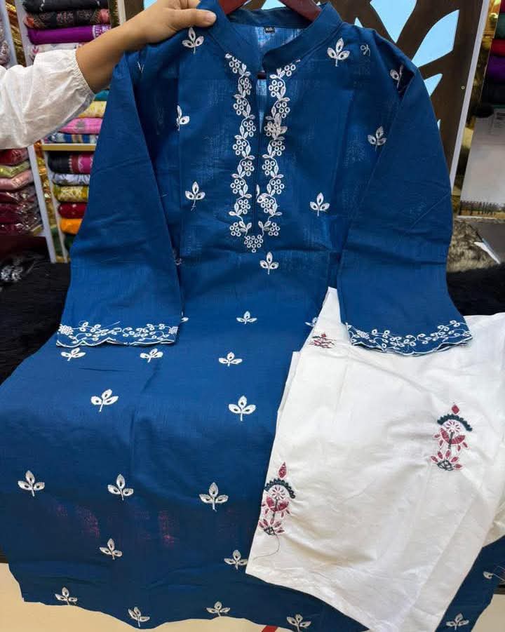 Cotton Embroidery Two Piece