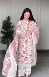 Cotton Embroidery Three Piece