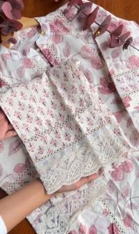 Cotton Embroidery Three Piece