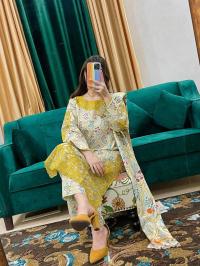 Cotton Embroidery Three Piece