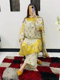 Cotton Embroidery Three Piece