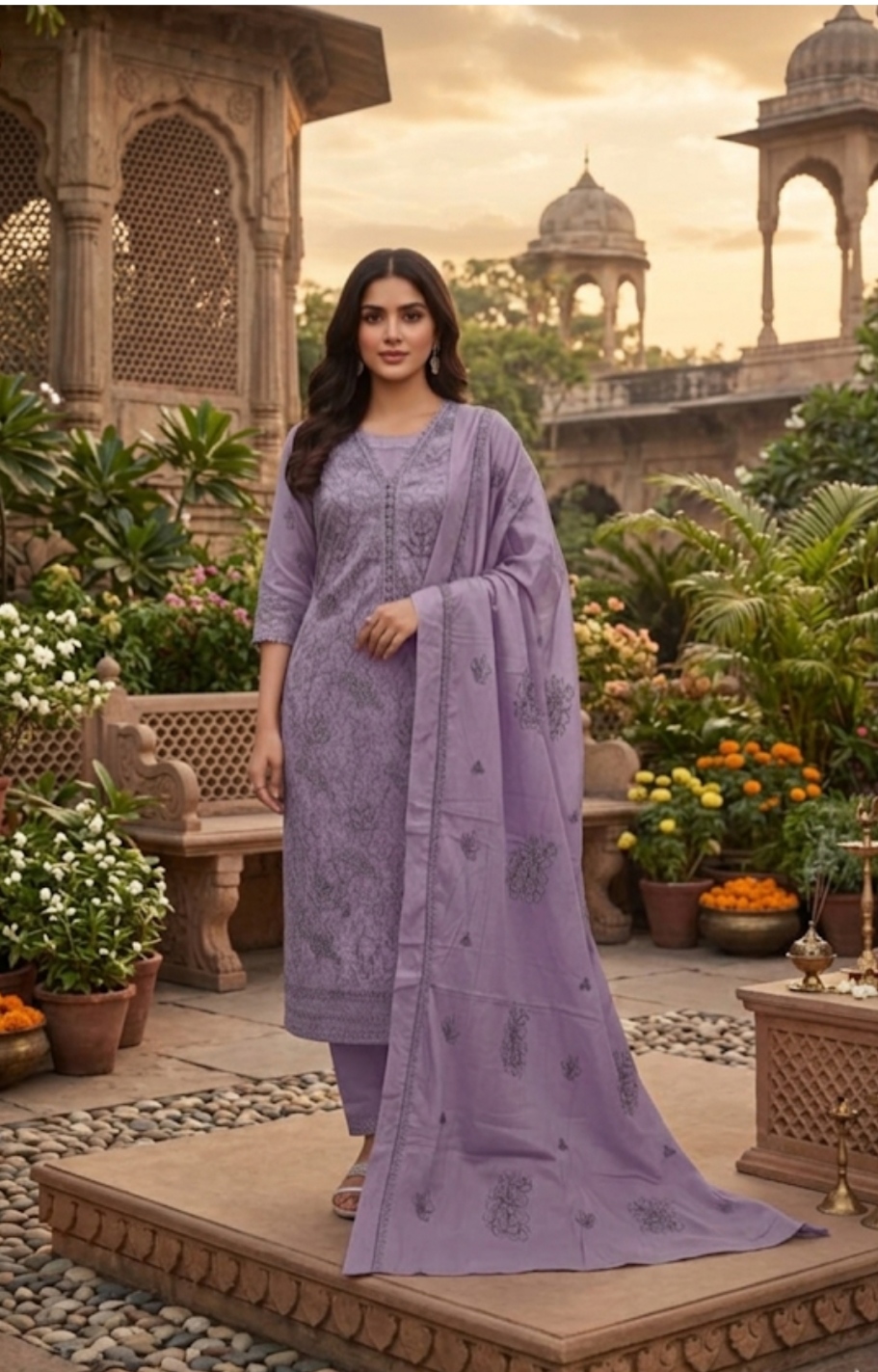Cotton Unstitched Three Piece