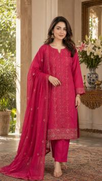 Cotton Unstitched Three Piece