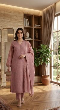 Cotton Unstitched Three Piece