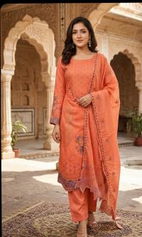 Cotton Unstitched Three Piece