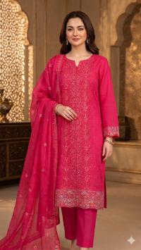 Cotton Unstitched Three Piece