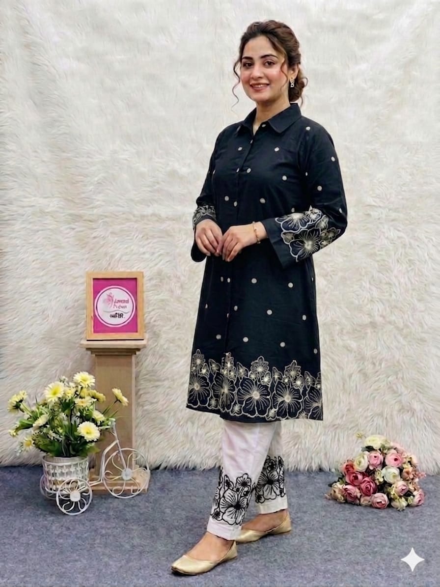 stylish Embroidery Two Piece Co-Ord Set