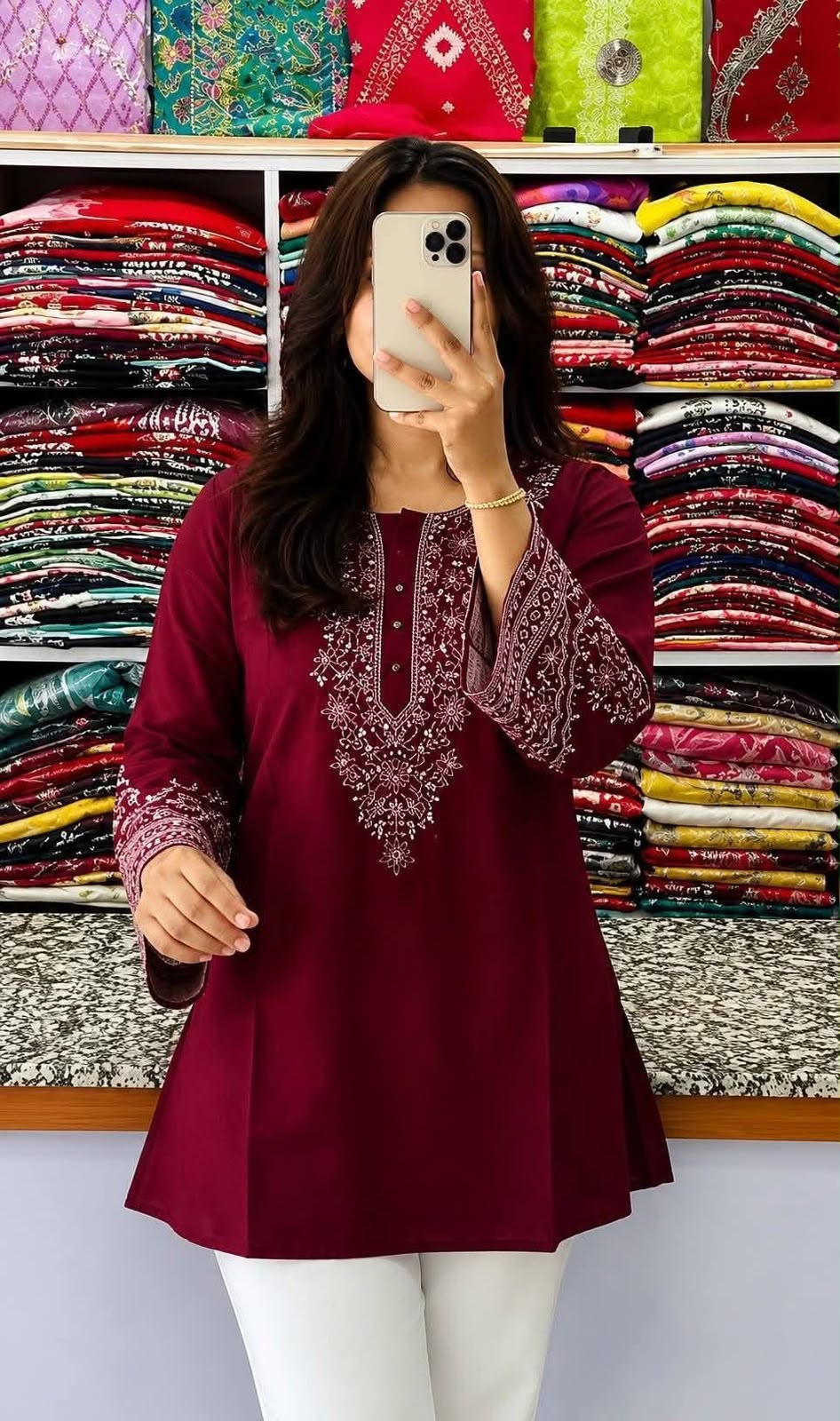 One Piece Ebmroidery Short Kurti