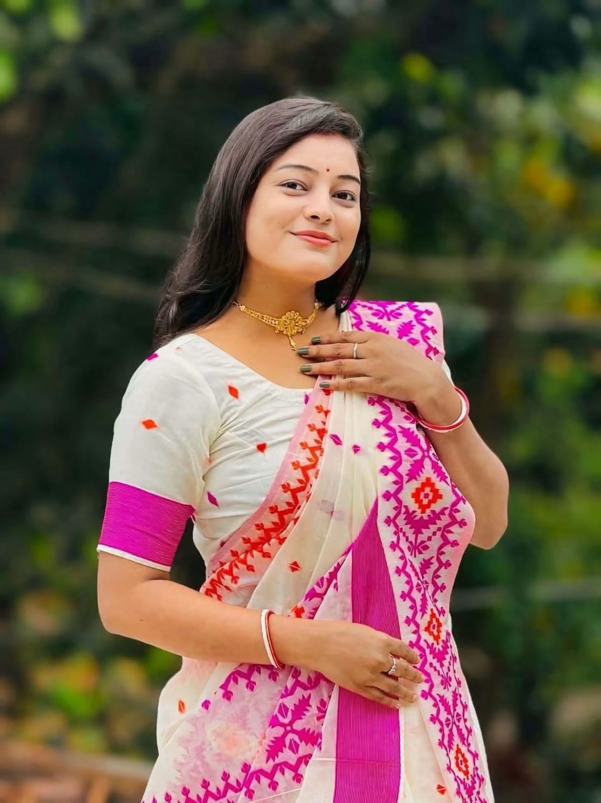 Half silk Screen Print Saree