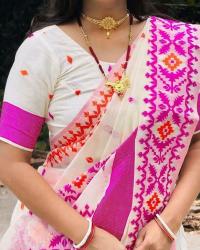 Half silk Screen Print Saree