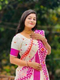 Half silk Screen Print Saree